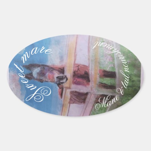 甘い馬 楕円形シール (正面)