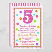 甘い驚きの第5誕生日の招待状 招待状 (正面/裏面)