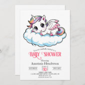 甘い魅力的ユニコーン赤ちゃんシャワー 招待状 (正面/裏面)