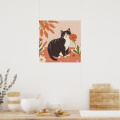 甘い魅力的子猫と花 ポスター (キッチン)