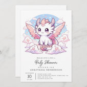 甘い魔法のドラゴンベビーシャワー 招待状 (正面/裏面)