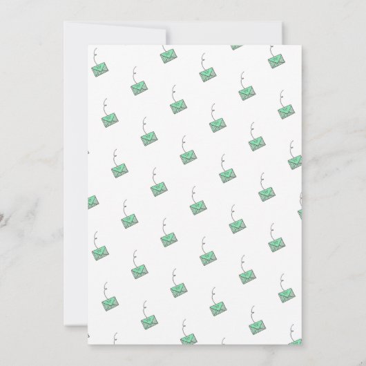 甘い鳥の水色誕生日カードシャワー 招待状 (裏面)