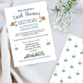 甘い鳥の水色誕生日カードシャワー 招待状