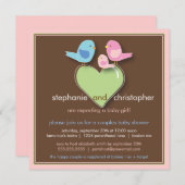 甘い鳥家族はベビーシャワーの招待状をつなぎます 招待状 (正面/裏面)