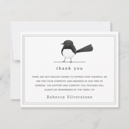 甘い鳥 – シンプルエレガント葬式 ノートカード (正面)