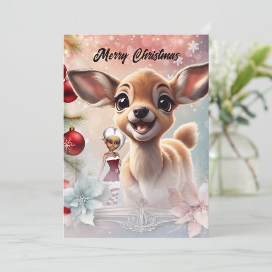 甘い鹿と可愛い小妖精や小人 シーズンカード (スタンド正面)