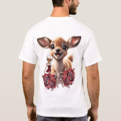 甘い鹿と可愛い小妖精や小人 Tシャツ (裏面)