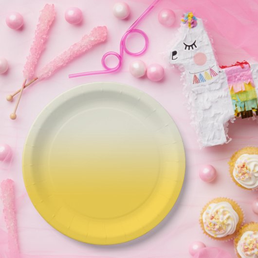 甘い黄色とアイボリーグラデーシグラデーションョン ペーパープレート (パーティー)