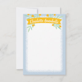 甘い黄色と青のフローラバナー文房具 招待状