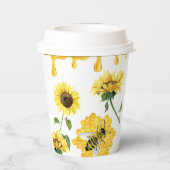 甘い黄色のハニーコームひまわりミツバチ赤ちゃんシャワー 紙コップ (裏面)