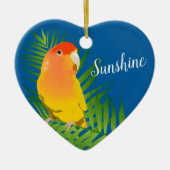 甘い黄色のルティーノロベバードペットの鳥の名前ブルー セラミックオーナメント (正面)