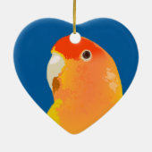 甘い黄色のルティーノロベバードペットの鳥の名前ブルー セラミックオーナメント (裏面)