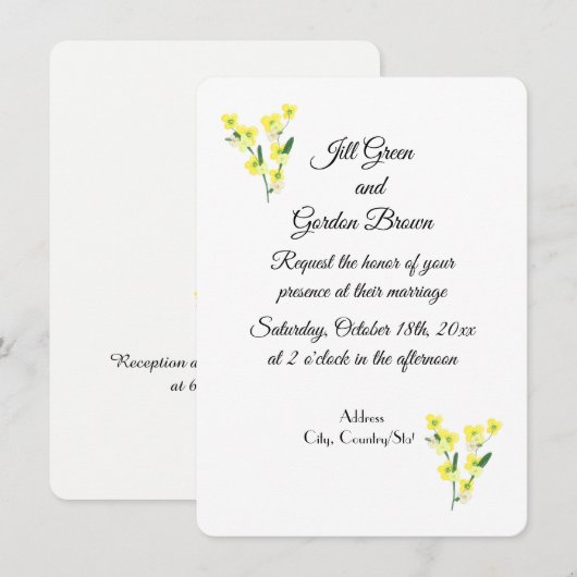 甘い黄色の花 招待状 (正面/裏面)