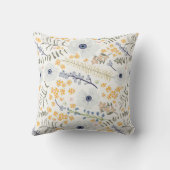 甘い黄色の青い緑の植物花 クッション (裏面)