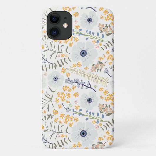 甘い黄色の青の植物花 Case-Mate iPhoneケース (裏面)