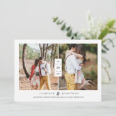 甘い黒と白のドット2枚の写真の日付を保存 招待状 (スタンド正面)