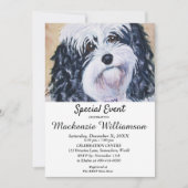 甘い黒と白の子犬の願いハッピーバースデー 招待状 (正面)