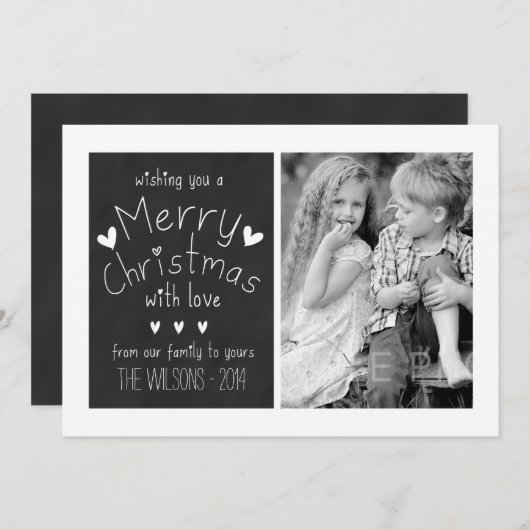 甘い黒板%PIPE%の休日の写真の挨拶状 シーズンカード (正面/裏面)