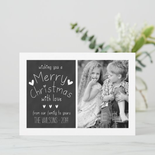 甘い黒板%PIPE%の休日の写真の挨拶状 シーズンカード (スタンド正面)