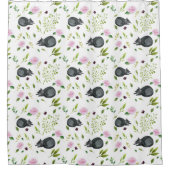 甘い黒猫の柄 シャワーカーテン (正面)