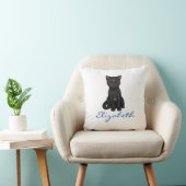 甘い黒猫w/Goldenは-青い名前をカスタムするを注目します クッション (椅子)