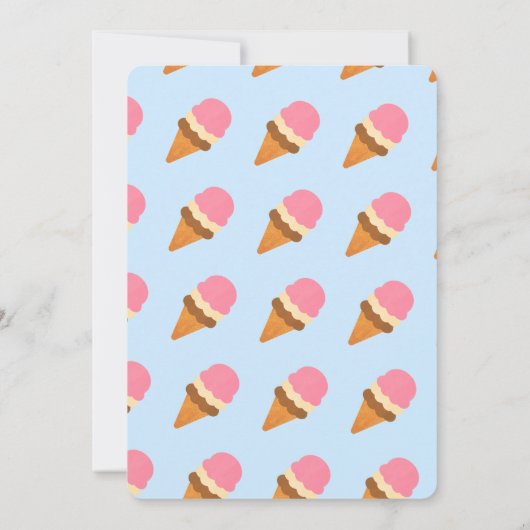 甘い1かわいいアイスクリームキッズ1歳の誕生日 招待状 (裏面)