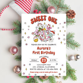 甘い1かわいいグルービーボール誕生日パーティー 招待状