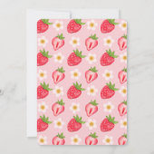 甘い1かわいいピンクのイチゴ1st誕生日パーティー 招待状 (裏面)