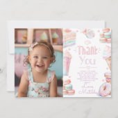 甘い1アイスクリームの誕生日の写真サンキューカード 招待状 (正面)