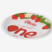 甘い1イチゴの誕生日パーティー印刷 ペーパープレート (アングル)