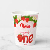 甘い1イチゴの誕生日パーティー印刷 紙コップ (裏面)