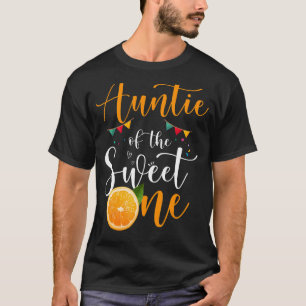 甘い1歳の誕生日の家族オレンジの叔母 Tシャツ