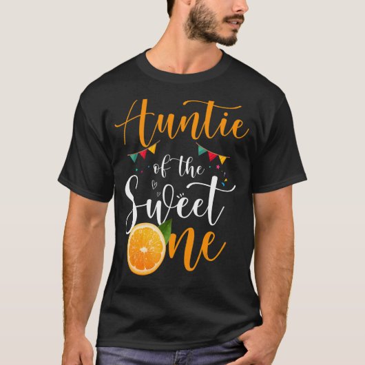 甘い1歳の誕生日の家族オレンジの叔母 Tシャツ (正面)