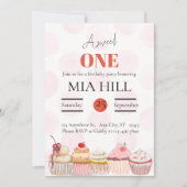 甘い1歳の誕生日パーティーの招待状 招待状 (正面)