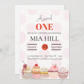 甘い1歳の誕生日パーティーの招待状 招待状 (正面/裏面)
