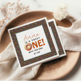 甘い1水色かわいいドーナツ1歳の誕生日 スタンダードカクテルナプキン