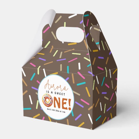 甘い1水色かわいいドーナツ1歳の誕生日 フェイバーボックス (裏面サイド)