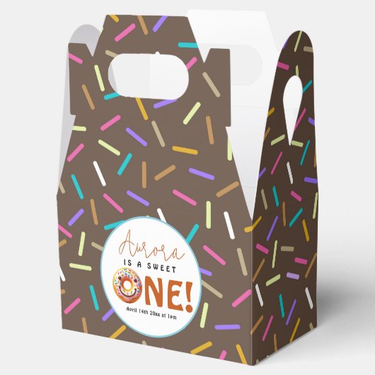 甘い1水色かわいいドーナツ1歳の誕生日 フェイバーボックス (オープン)