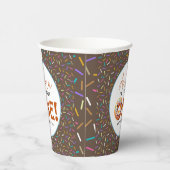 甘い1水色かわいいドーナツ1歳の誕生日 紙コップ (右)