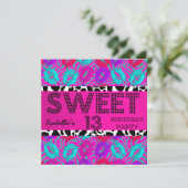 甘い13 13誕生日唇カウパープルピンクティール(緑がかった色) 招待状 (スタンド正面)