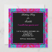 甘い13 13誕生日唇カウパープルピンクティール(緑がかった色) 招待状 (裏面)