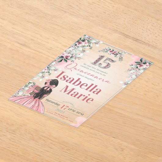 甘い15とファンシーフローラアクリル招待状 アクリル招待状 (レイダウン)