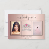 甘い16あなた感謝していのフォトカスタムバラ金ゴールドピンク サンキューカード (正面)