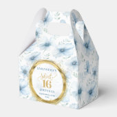 甘い16お気に入りボックスウォーターカラーブルーフラワーズ金ゴールド フェイバーボックス (正面サイド)