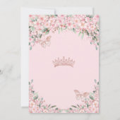 甘い16さくらんぼ花バラ金ゴールド蝶 招待状 (裏面)