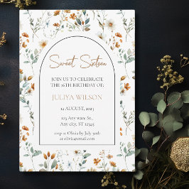 甘い16の植物性の野エレガント花 招待状