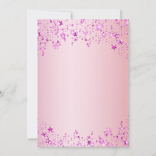 甘い16の誕生日パーティーピンクの星が振りかける 招待状 (裏面)