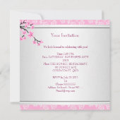 甘い16アジアかわいらしピンクフローラブラック誕生日 招待状 (裏面)