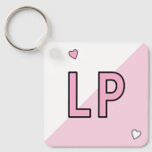 甘い16イニシャル16th誕生日ピンク キーホルダー (正面)