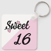 甘い16イニシャル16th誕生日ピンク キーホルダー (裏面)